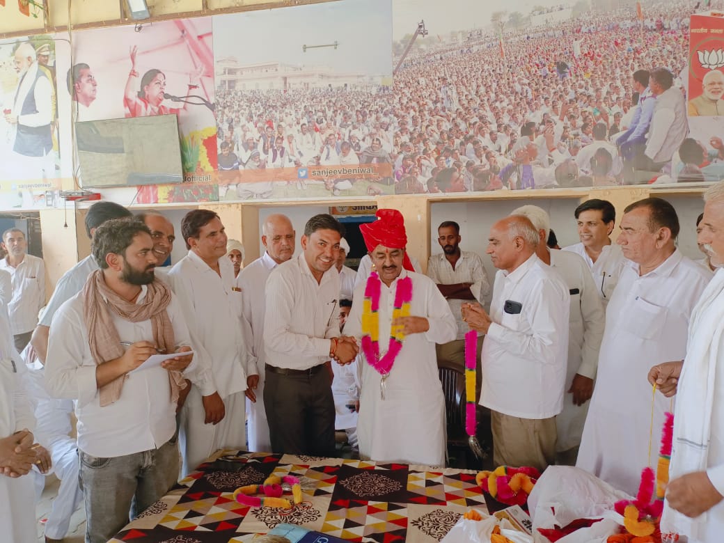 भू‍मि विकास बैंक के चेयरमैन राजेंद्र सिहाग ने भादरा में कार्यकर्ताओं का जताया आभार, बोले – विधायक संजीव बेनीवाल के कारण मिला सम्मान।