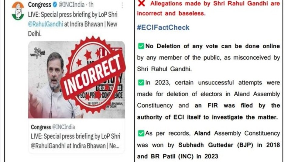 चुनाव आयोग ने राहुल गांधी के आरोपों को बताया झूठा, विपक्ष पर की कड़ी टिप्पणी