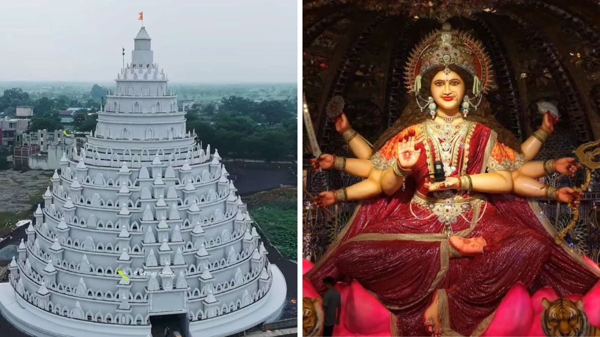 जांजगीर-चांपा में 140 फीट ऊँचा पंडाल और 35 फीट की दुर्गा प्रतिमा बनी नवरात्रि की भव्यता का प्रतीक