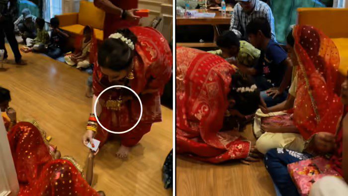गोविंदा की पत्नी सुनीता आहूजा का स्टाइलिश कन्या पूजन, सोने की गाय वाला पेंडेंट और लाल सूट में बनीं आकर्षण का केंद्र