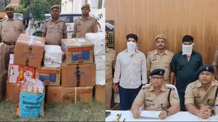 दिवाली से पहले सिद्धार्थनगर पुलिस की बड़ी कार्रवाई: 1200 किलो अवैध पटाखे जब्त, 2 युवक गिरफ्तार