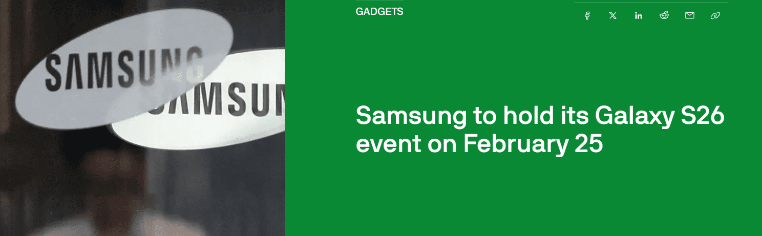 सैमसंग Galaxy S26 लांच इवेंट 25 फरवरी को होगा