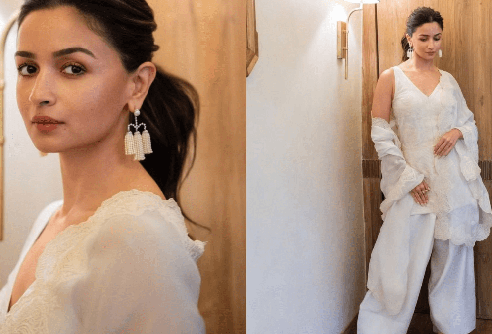 Torani के सफेद आउटफिट में आलिया भट्ट ने दिखाया ट्रेडिशनल स्टाइल