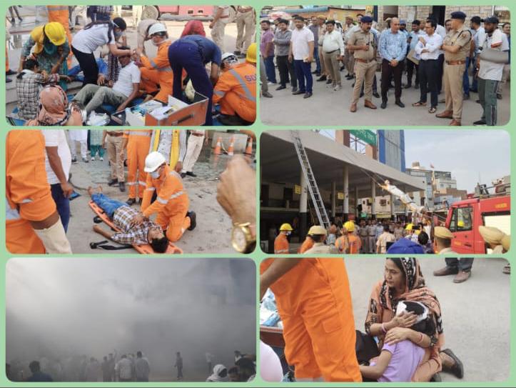 हनुमानगढ़: जंक्शन बस स्टैंड पर आपदा मॉकड्रिल, धमाके और आगजनी के बीच रेस्क्यू का अभ्यास